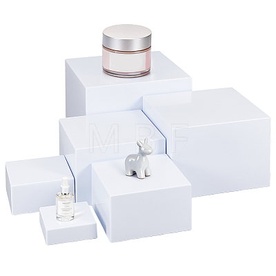 6Pcs 6 Sizes Plastic Buffet Food Cube Display Nesting Riser Stands ODIS-WH0086-220-1