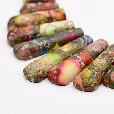 Assembled Gold Line and Imperial Jasper Beads Strands G-P298-K04-1