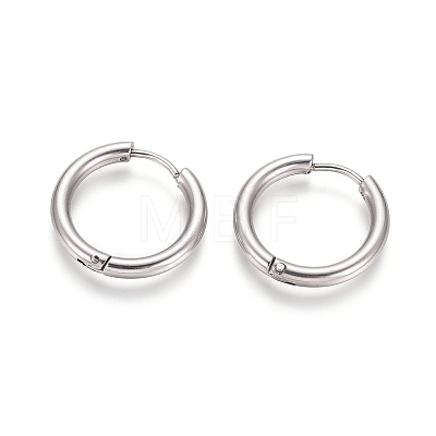 Tarnish Resistant 202 Stainless Steel Huggie Hoop Earrings A-EJEW-F111B-19mm-P-1