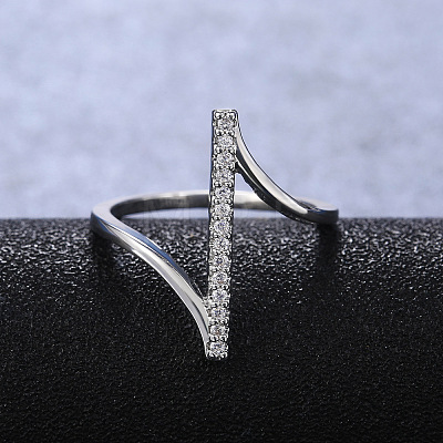 Brass Micro Pave Clear Cubic Zirconia Finger Rings for Women WG82572-05-1