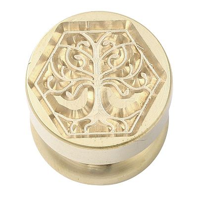 Golden Tone Round Wax Seal Brass Stamp Heads AJEW-M040-01G-Q-1