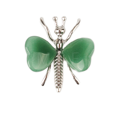 Natural Green Aventurine Butterfly Display Decorations with Alloy Findings PW-WG949BF-02-1