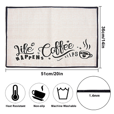 Coffee Theme Cotton and Linen Cup Mats AJEW-WH0201-019-1
