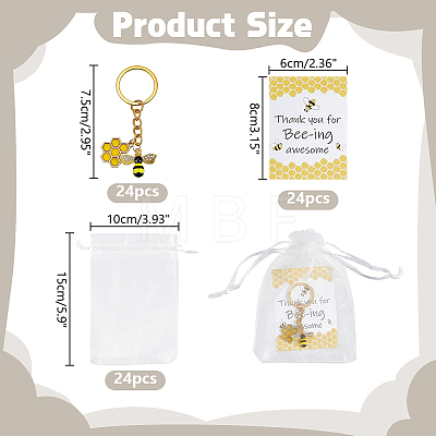 24Pcs Bees Alloy Enamel Keychains KEYC-AR00009-1
