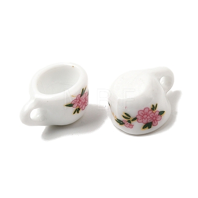 Floral Printed Porcelain 3D Cup Pendants PORC-P036-01B-1