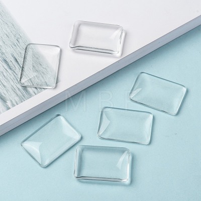 Transparent Rectangle Glass Cabochons X-GGLA-R025-33x23-1