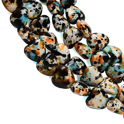 Spray Printed Synthetic Turquoise Beads Strands TURQ-P002-01A-04-1