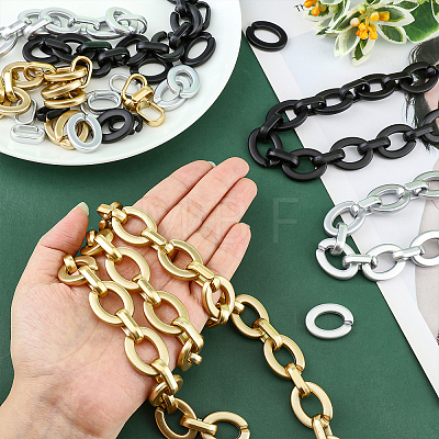3 Strands 3 Colors Opaque Spray Painted Acrylic Cable Chains CHAC-FH0001-02-1