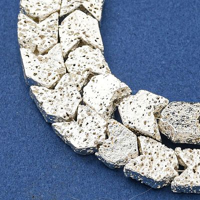 Electroplated Natural Lava Rock Beads Strands G-I360-X02-04-1