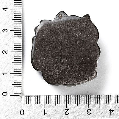 Natural Sliver Obsidian Carved Pendants G-G098-07-1