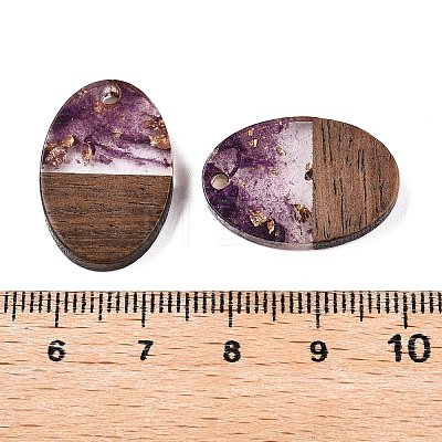 Transparent Resin and Walnut Wood Pendants RESI-T057-04H-1