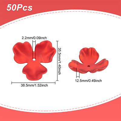 50Pcs 3-Petal Spray Paint ABS Plastic Imitation Pearl Bead Caps MACR-DC0001-03-1