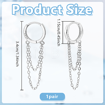 1Pair 925 Sterling Silver Hoop Earrings EJEW-UN0002-85P-1