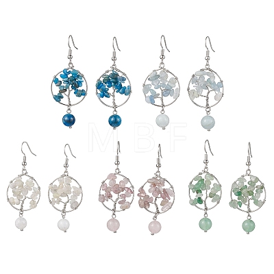 Natural Gemstone Dangle Earrings EJEW-JE05747-1