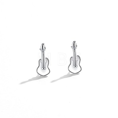 Anti-Tarnish Rhodium Plated Sterling Silver Stud Earrings EJEW-BB67164-P-1