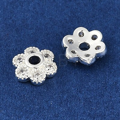 Brass Micro Pave Clear Cubic Zirconia Bead Caps KK-I719-07S-1