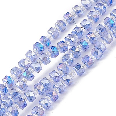 Transparent Electroplate Glass Beads Strands X-EGLA-F153-AB08-1