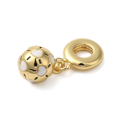 Rack Plating Brass Enamel Sport Ball European Dangle Charms KK-P279-49G-1