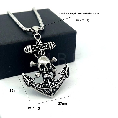 Vintage Viking Anchor Pendant 304 Stainless Steel Men’s Fashion Necklaces IH1305-1
