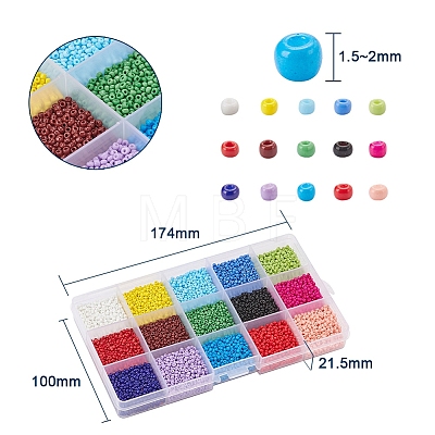 195G 15 Colors Glass Seed Beads SEED-YW0001-11A-1
