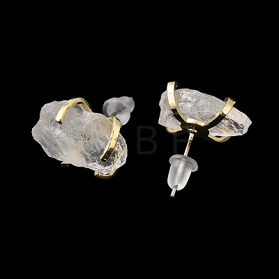 Raw Rough Natural Quartz Crystal Stud Earrings EJEW-R148-01LG-05-1