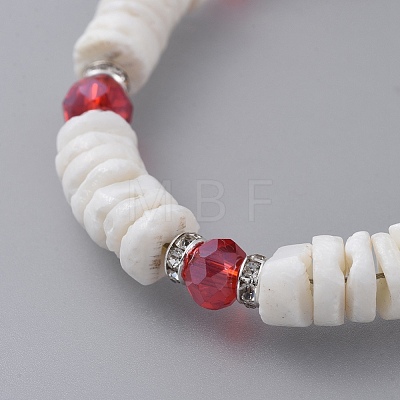Heishi Beads Beaded Bracelets BJEW-JB04747-02-1