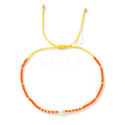 Bohemian Style Adjustable Faux Pearl & Glass Seed Bead Braided Bead Bracelets for Women OE9655-4-1
