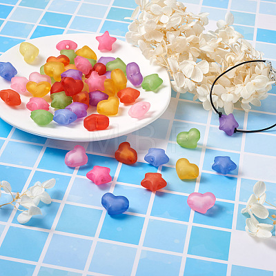 Beadthoven 100Pcs 2 Style Frosted Acrylic Beads FACR-BT0001-01-1