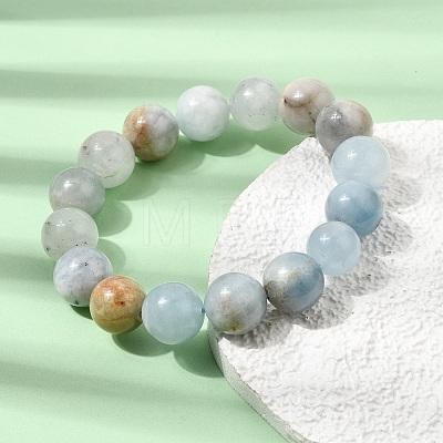 12MM Natural Aquamarine Round Beaded Stretch Bracelets for Women GG-CBA6C75-A01-12mm-1