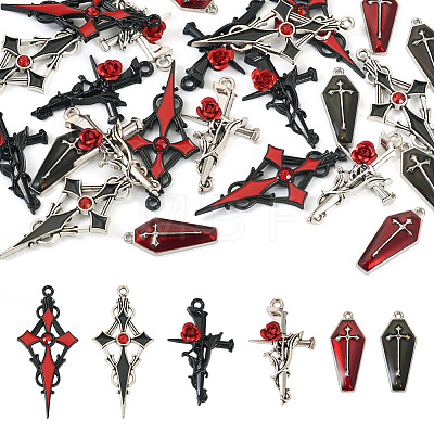 24Pcs 6 Styles Alloy Enamel Pendants ENAM-TA0001-56-1