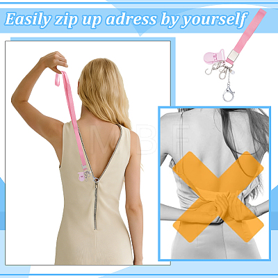 2Pcs Alloy & 304 Stainless Steel Clasps & ABS Plastic Pearl Beaded Zipper Helpers HJEW-PH02479-1