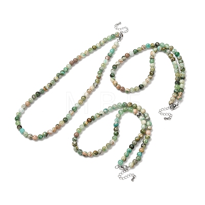 6MM Natural Green Line Jasper Round Beaded Necklaces GG-CBAA808-02P-A-1
