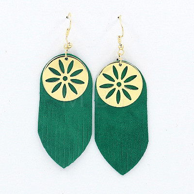Bohemian Alloy & Sheepskin Tassel Dangle Earrings FS-WG1C262-02-1