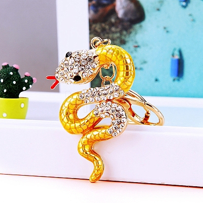 Snake Alloy Rhinestone Keychain PW-WG4B4AA-06-1