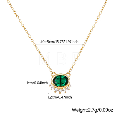 Green Cubic Zirconia Oval Pendant Necklaces FU4780-1-1