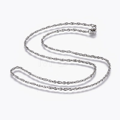 304 Stainless Steel Rope Chain Necklaces NJEW-L167-01B-P-1