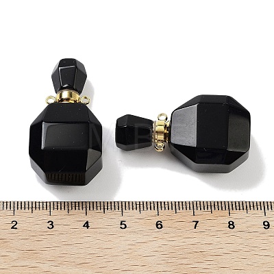 Natural Obsidian Perfume Bottle Pendants G-Q163-10G-05-1