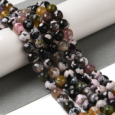 Dyed & Heated Natural Fire Crackle Agate Beads Strands G-P539-C01-05-1