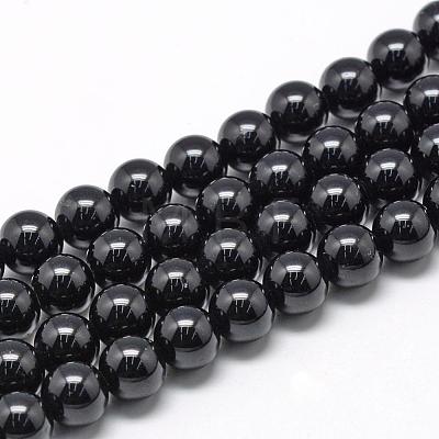 Natural Black Tourmaline Beads Strands G-R446-6mm-19-1