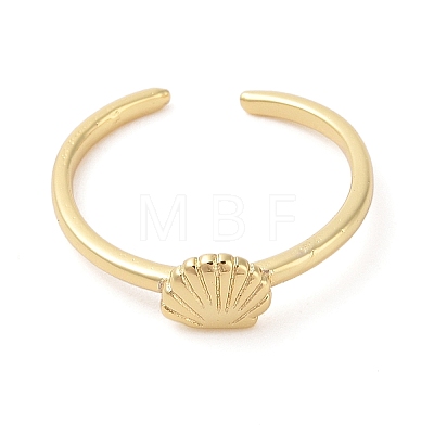 Shell Shape Brass Open Cuff Rings KK-K384-04G-1