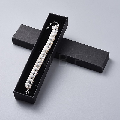 Natural Howlite Beads Bracelets BJEW-JB04604-03-1