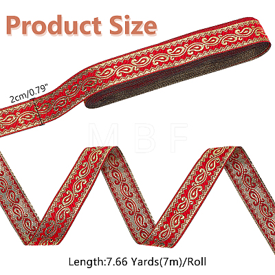 WADORN 1Roll Ethnic Style Embroidery Polyester Ribbons OCOR-WR0001-33A-1