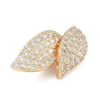 Leaf Brass Micro Pave Cubic Zirconia Enhancer Shortener Bails KK-F934-07D-G-1