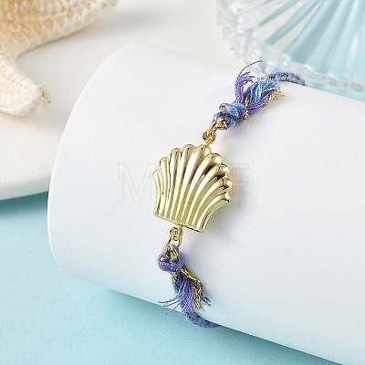 Ocean 304 Stainless Steel Link Adjustable Braided Polycotton Metallic Cord Slider Bracelets BJEW-JB14245-02-1