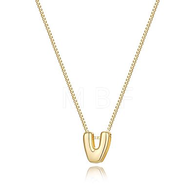 Brass Initial Pendant Box Chain Necklaces for Women FS-WG5C822-22-1