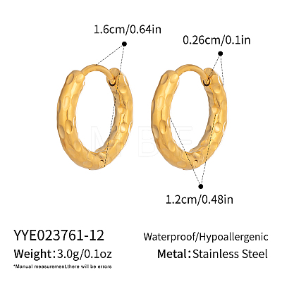 304 Stainless Steel Hammered Hoop Earrings KB6800-2-1