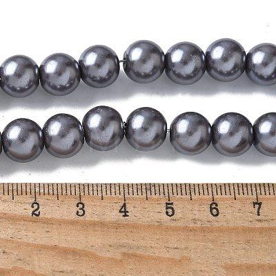 Baking Painted Pearlized Glass Pearl Round Bead Strands HY-XCP0001-22B-01-1