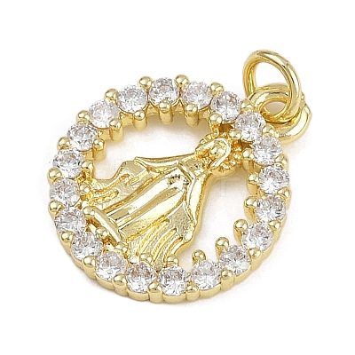 Brass Micro Pave Cubic Zirconia Pendants KK-Z123-24G-01-1