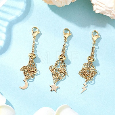 3Pcs 304 Stainless Steel Macrame Pouch Empty Stone Holder Pendant Decorations HJEW-JM04380-01-1