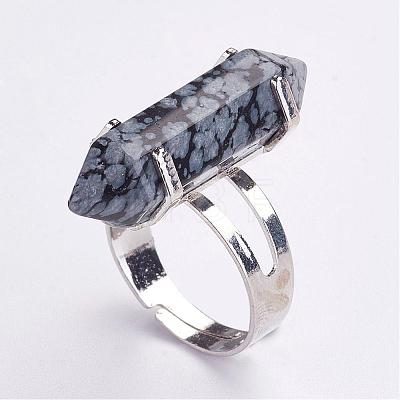 Natural Snowflake Obsidian Finger Rings RJEW-P120-A05-1